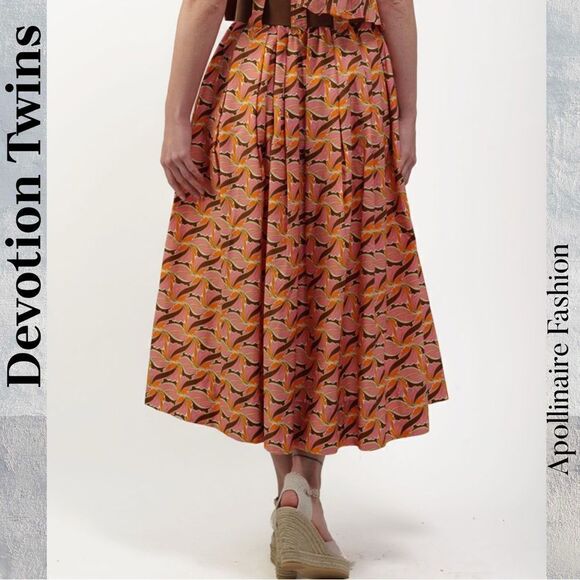 DEVOTION TWINS KOTRONAS MIDI SKIRT IN PINK COMBO MEDIUM & LARGE NWT - Picture 5 of 8